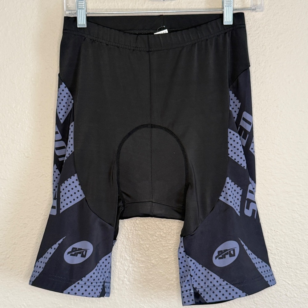 Sponeed Mens Padded Cycling Shorts Black Blue Geometric Bike Compression Large